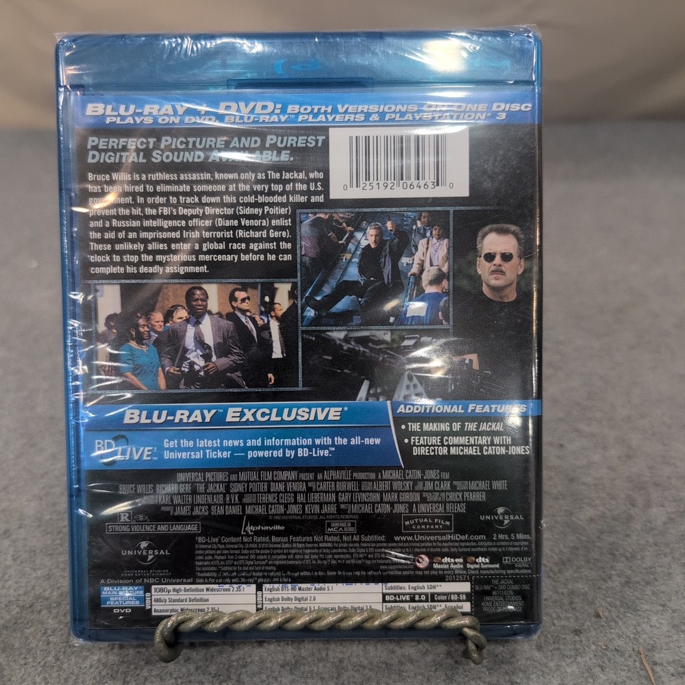 The Jackal Blu-ray DVD Combo Bruce Willis Richard Gere 1997 Action Thriller NEW - Picture 2 of 2